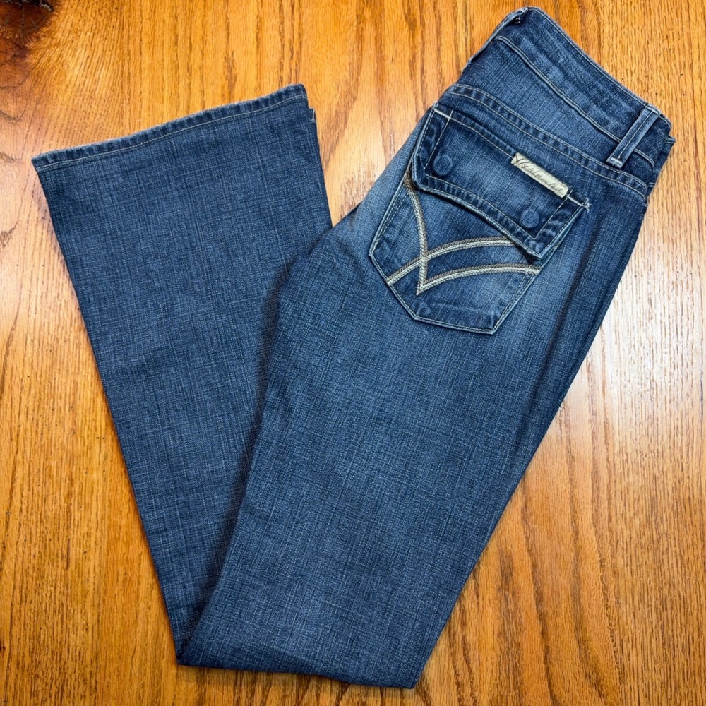 William Rast Belle Flare Jeans Womens 24 Blue Distressed Low Rise Bootcut Y2K